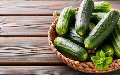 Cucumbers in a basket