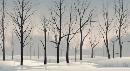 Fototapeta premium Minimalistic park with low trees