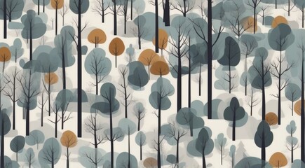 Park in vector style without shadows