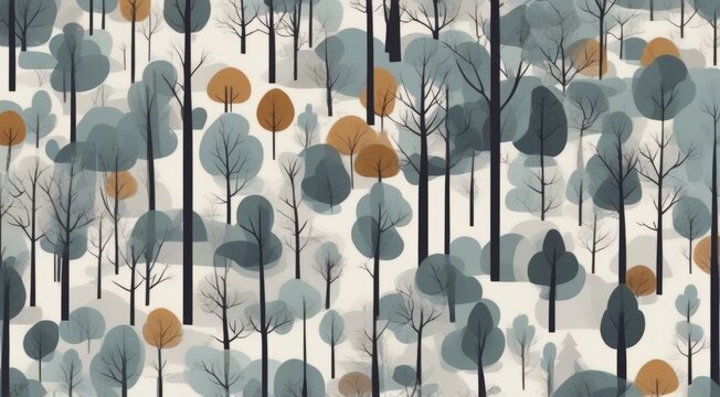 Park in vector style without shadows