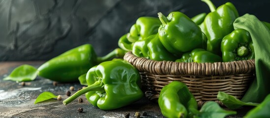 Fresh green peppers - obrazy, fototapety, plakaty
