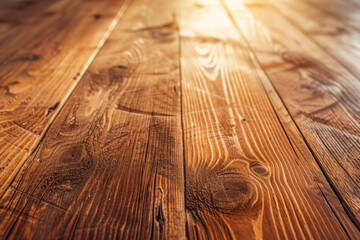 Wood Texture, Wooden Plank Grain Background, Desk in Perspective Close Up.