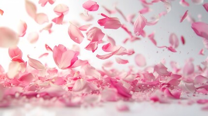 Pink Rose Petals Background: A Beautiful Macro Floral Composition in Pink, Perfect for Weddings, Valentines, and Garden-themed Designs. white background. 