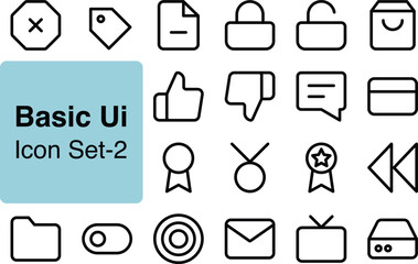 Discover simplicity and functionality with Basic UI Icon Set-2. Streamline your designs with essential icons for intuitive user interfaces.