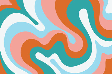 Wavy bold curved lines and squiggles ornament. brush strokes vector seamless pattern. colorful wallpaper.