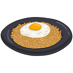 Mie Goreng Fried Noodle Ramen Drawing Illustration