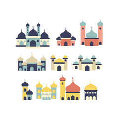 Collection of Cute Flat Design Mosque