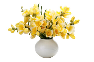 Charm of Freesia in a Vase Isolated On Transparent Background