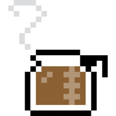 Coffee cartoon icon in pixel style