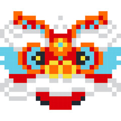 Dragon cartoon icon in pixel style