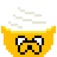 Shaved ice cartoon icon in pixel style