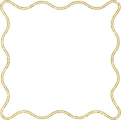 Square geometric frame with golden glitter wavy line
