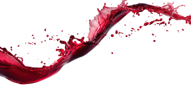 red wine splash isolated on transparent background - design element PNG cutout