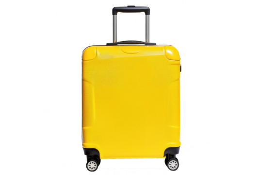 modern yellow suitcase on transparent background - design element PNG cutout