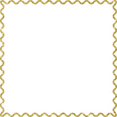 Square geometric frame with golden glitter wavy line