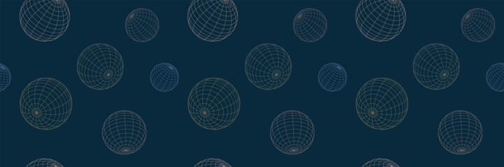 Seamless pattern background, sphere with blue