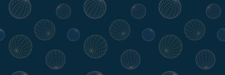 Seamless pattern background, sphere with blue