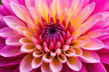 Obraz premium A mesmerizing dahlia with petals, dotted with dew drops