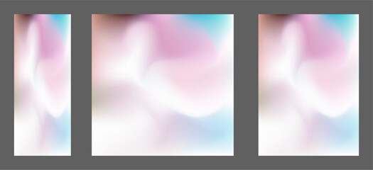 A set of templates with a colorful background. Colorful gradient with blur. The effect of liquid art and smooth flow of color.