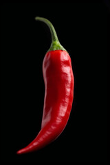 Vibrant Red Chili Pepper Isolated on Black Background: The Essence of Spice and Flavor