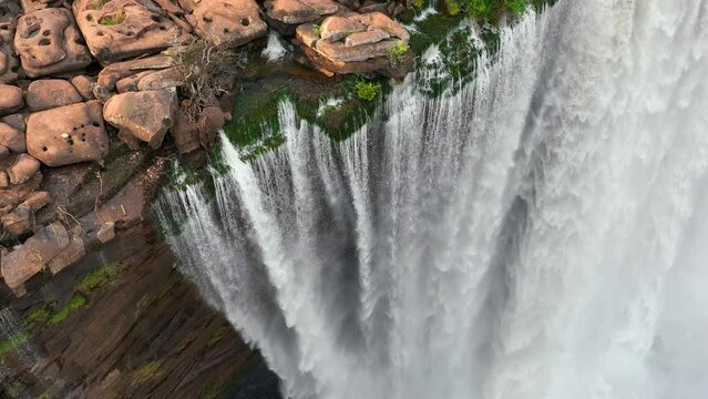 Aerial of the Calandula Falls, third highest waterfall in Africa, Angola, Africa