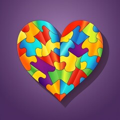 A colorful heart made of puzzle pieces represents the diversity and complexity of people with autism.
