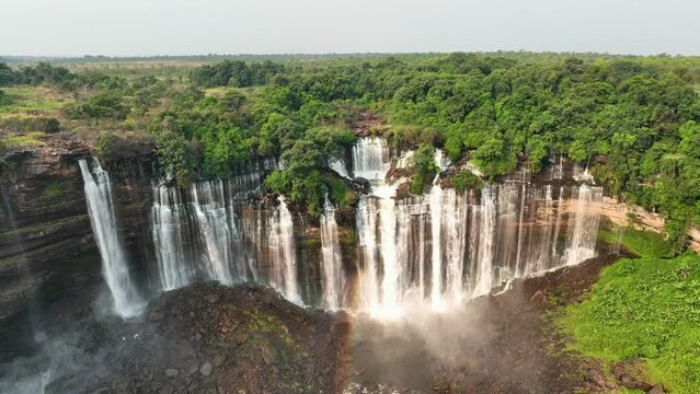 Aerial of the Calandula Falls, third highest waterfall in Africa, Angola, Africa