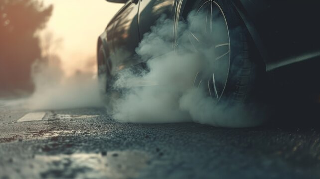 Smoke coming from car exhaust, air pollution