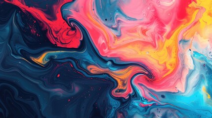 Colorful abstract painting background. Liquid marbling paint background. Fluid painting abstract texture. Intensive colorful mix of acrylic vibrant - obrazy, fototapety, plakaty