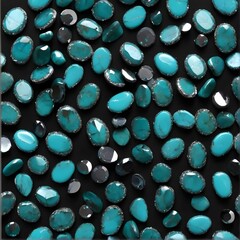Shiny turquoise falling on black background, festive background with sparkling particles, for party, poster, greeting card