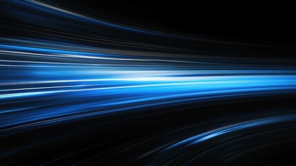 digitally generated image of blue light and stripes moving fast over black background - obrazy, fototapety, plakaty