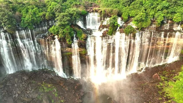Aerial of the Calandula Falls, third highest waterfall in Africa, Angola, Africa