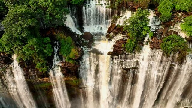 Aerial of the Calandula Falls, third highest waterfall in Africa, Angola, Africa