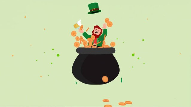 2d Rendered Illustration Of St. Patrick's Day Themed Shamrocks, Beer, And Leprechauns