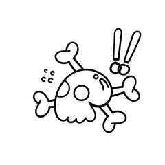 hand drawn doodle Skull head symbol of danger illustration