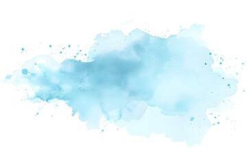Abstract Watercolor Background Image With a Liquid Splatter of Aquarelle Paint, Isolated on White. Light Blue Tones.