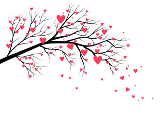 Branch with pink hearts