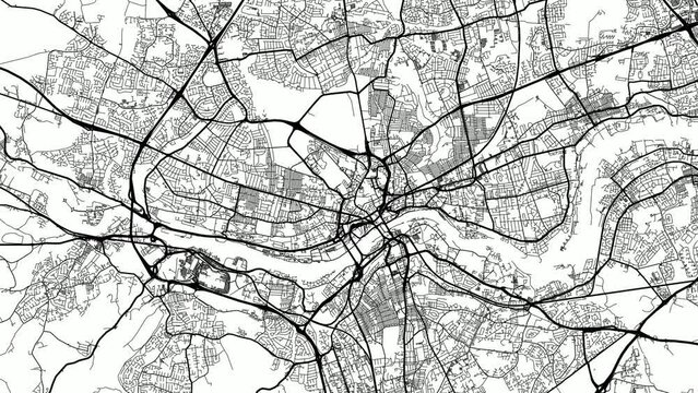 Zoom Out Road Map of Newcastle United Kingdom