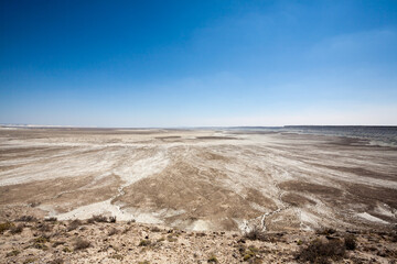 Fototapeta na wymiar Mangystau desertic landscape, Kazakhstan desolate panorama
