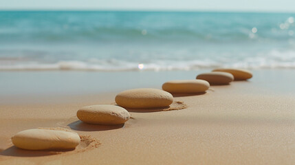 Fototapeta na wymiar Zen meditation stone background, Zen Stones on the beach, concept of harmony