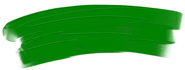 thick Green acrylic oil paint brush stroke on transparent png background isolated