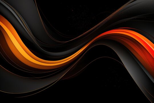 Abstract orange and black wavy background. Abstract background black ribbon 