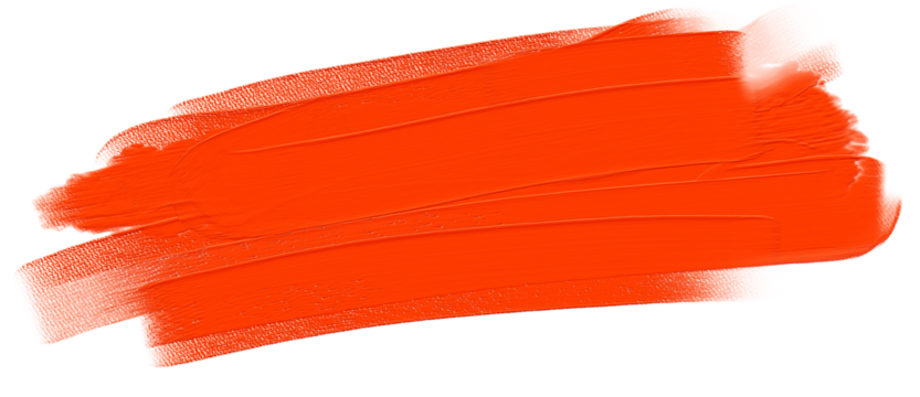 thick red acrylic oil paint brush stroke on transparent png background isolated