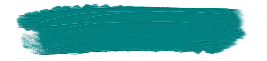 thick turquoise acrylic oil paint brush stroke on transparent png background isolated