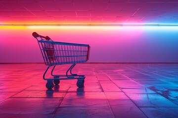 Pink and Blue Grocery Cart: A Colorful Shopping Experience Generative AI