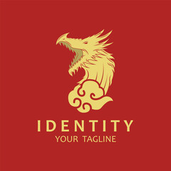 dragon fire logo vector icon illustration design.