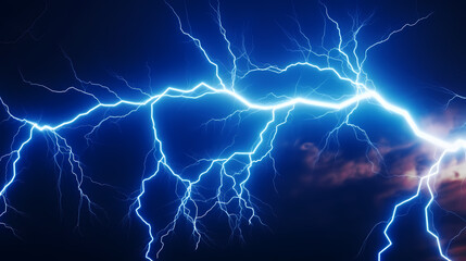 Lightning on the sky, gloomy ominous thunder and lightning background - obrazy, fototapety, plakaty