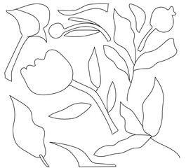 Hand-drawn flower botanical element decoration, seamless pattern.Creative minimalist Abstract art background. Design wall decoration, fabric, postcard, poster.