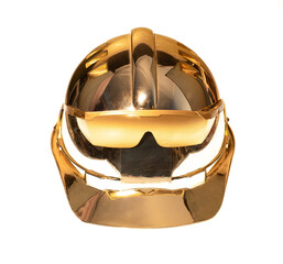 Fototapeta premium golden construction helmet isolated on white background
