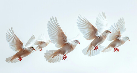 Obraz premium doves flying in the sky on a white background